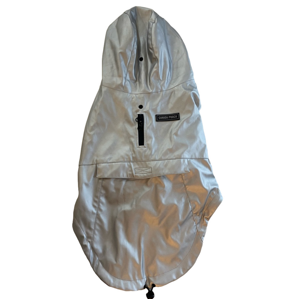 Canada Pooch Silver Reflective Dog Raincoat with Hood